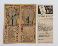 Vtg 1931 Clark's ONT J&P CoatsTHE ELEPHANT John Martin's Spool Zoo Trade Card picture