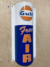 GULF Free Air Curved Metal  Gasoline Gas sign Pump Oil Gasoline WOW picture