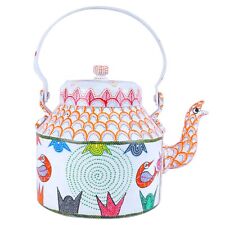 Gond Painted Decorative Teapot Kettle Antique Decorative Vintage Art Piece picture