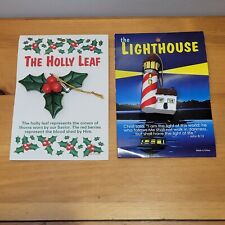 Set of 2 Christmas Holiday Onaments Coastal Lighthouse The Holly Leaf Tree Decor picture