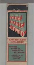 Matchbook Cover - Dodge Dealer - Thisted Motor Co. Great Falls, MT Federal Tall picture