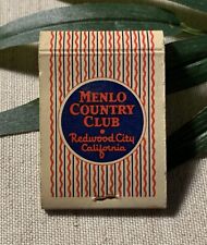 Menlo CA Redwood City Country Club Vintage Matchbook Cover Collectible Ephemera picture