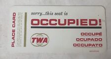Vintage 1964 TWA Occupied Seat Plastic Place Card Jet Set Aviation Airplane Fly picture