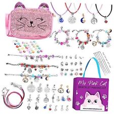  Charm Bracelet Making Kit with Cute Bag, Assorted Beads, Charms, MyPinkCat KIT picture