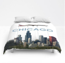American Airlines Boeing 787 over Chicago Art - Queen Size Comforter picture