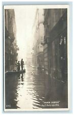 RPPC 1910 Great Flood of Paris Inonde Real Photo People on Boat Canoe Disaster picture
