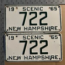 New Hampshire 1965 license plate 722 YOM DMV clear Ford Chevy Dodge 2627 picture