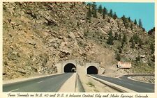 b/w Central City & Idaho Springs, CO, Twin Tunnels U.S. 40, 1962 Postcard e7122 picture