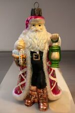 Vtg 2010 Large Numbered Waterford Santa Claus Blown Glass Ornament Rhinestones  picture