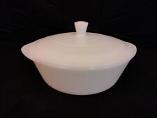 Vintage White Milk Glass 2QT Casserole Covered Baking Dish By GlasBake picture