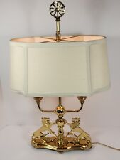 Eddie Harris Mid-Century Brass Heraldic Lions Table Lamp, With Original Shade. picture