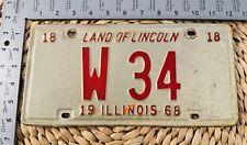 1968 Illinois TRAILER License Plate ALPCA Garage Decor Low Number 34 picture