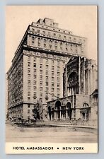New York City, Hotel Ambassador, Advertising, Antique Vintage Postcard picture