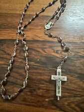 VINTAGE TERRA CATACUMBA RELIQUARY CRUCIFIX SPINA CHRISTI SEED BEAD ROSARY picture