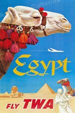 1960's Egypt Fly TWA Classic Airline Vintage Style Travel Poster - 20x30 picture