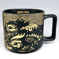 Starbucks Costa Rica Mug Two Gold Fish Matte Black Ceramic Coffee Cup 14oz 2016 picture