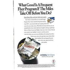 Delta Airlines Frequent Flyer Miles 1990s  Vintage Print Ad picture