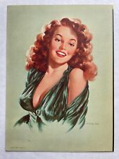 Vintage 1950-60's SMALL Pinup Girl Picture Busty Red Head by Vaughan Bass picture