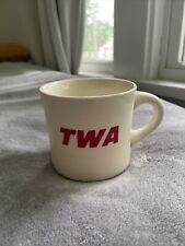 Vintage TWA Coffee Cup Mug Ceramic Trans World Airlines Red Logo picture
