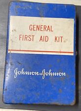 Large Vintage J&J  Industrial Metal First Aid Kit 1970's picture