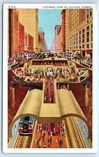 POSTCARD Cut-Away View of Chicago Subway Illinois Central Business District picture