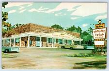 1960-70's PERKINS PANCAKE AND STEAK HOUSE RESTAURANT FUNKY CARS VINTAGE POSTCARD picture