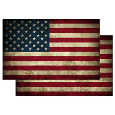 2x Aged Rustic United States American US Flag Grunge Stickers 5x3 Inch Decal  picture