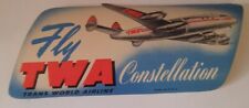 Vintage 1940s FLY TWA Trans World Airlines Constellation Sticker picture