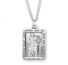 Classic Saint Christopher Square Sterling Silver Medal Size 1.1in x 0.7in picture