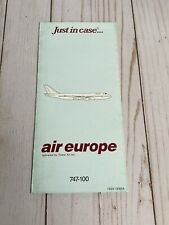Air Europe Operated by Tower Air Boeing 747-100 Safety Card picture