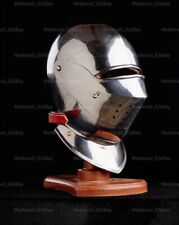 18GA Steel Medieval Armet Closed Helmet Medieval Bascinet Helmet Klapvisor Repl. picture