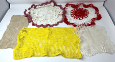 VTG Estate Find Lot of 5 Hand Crochet Doilies Round Square Rectangle picture