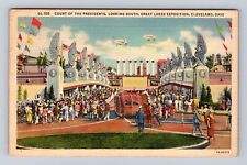 Cleveland OH-Ohio, Great Lakes Expo, Court of Presidents, Vintage c1937 Postcard picture