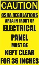 3x5 Area in Front of Electrical Panel Must be Kept Clear Sticker OSHA Sign Decal picture