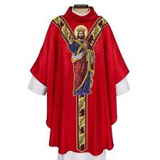 Christ the King Jacquard RED Chasuble Polyester Embroidery Size:51 x 59