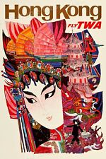 1960s Hong Kong Fly TWA Vintage Style Travel Poster - 24x36 picture