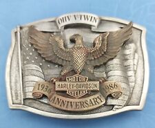 Harley Davidson 1986 50th Ann. OHV V-Twin Engine Belt Buckle Ltd Ed Of Only 3000 picture
