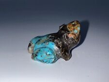 1970s Native Zuni Carved Smoky Bisbee Turquoise Frog Fetish  116 CTS picture