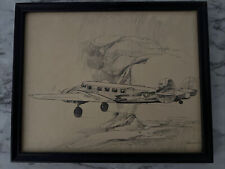 Vintage Framed Lockheed Electra Model 10 Delta Airlines Fred Tacosumi 1979 etch picture