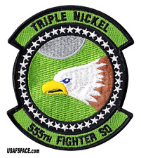 USAF 555TH FIGHTER SQ-555 FS-TRIPLE NICKEL-F-16-Aviano Air Base, Italy-VEL PATCH picture