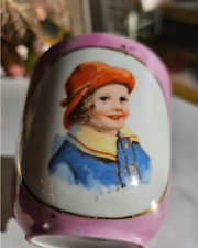 1940s German Lusterware Girl in Rain Gear Style 106 Pink Gilded Tea Cup picture