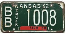 *BARGAIN BIN*  1962 Kansas FARM TRUCK License Plate Bourbon County #1008 picture