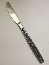 National Engraved ANTIQUA Satin Stainless Black Rose Leaf DINNER KNIFE 8.5” picture