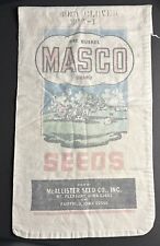 Vintage MASCO Brand Seeds Cloth Sack. Mt Pleasant And Fairfield Iowa picture