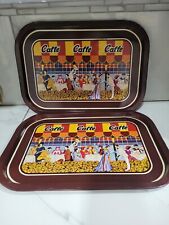 Set of 2 Vintage 1970s Serving Trays Lunch Dinner TV Metal picture