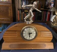 Vintage Bowling Trophy Electric Mantle Clock MCM Art Deco picture