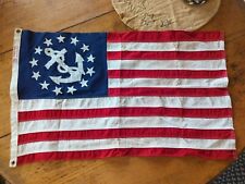 Vintage Nautical Boat Ship Yacht 13 Star Flag All Wool Stitched 17 X 28