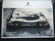 PORSCHE 70th OFFICIAL 911 GT1 LE MANS WINNER 1998 SHOWROOM POSTER 2018 RARE NEW picture