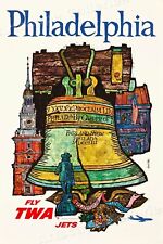 TWA See Philadelphia 1960’s Vintage Style Air Travel Poster - 24x36 picture