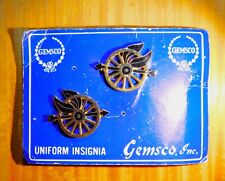 GEMSCO NOS Vintage Collectible PIN - 1 PAIR MOTORCYCLE WINGED WHEEL gold black picture